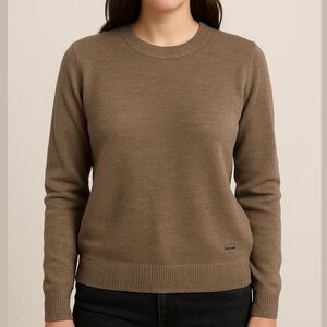 JUST CAVALLI wool sweater crewneck pullover long sleeves brown size large